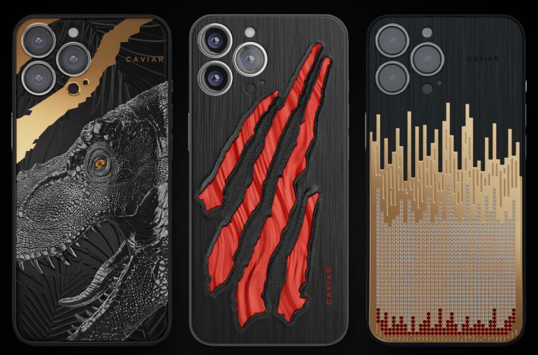 Caviar customized Apple iPhone 13 Pro: with Tyrannosaurus Rex teeth on the back